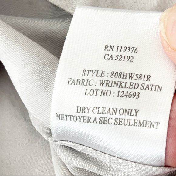 Helmut Lang Top Light Gray V-Neck Satin Short Sleeve Blouse Size S Draped Back - Picture 9 of 9